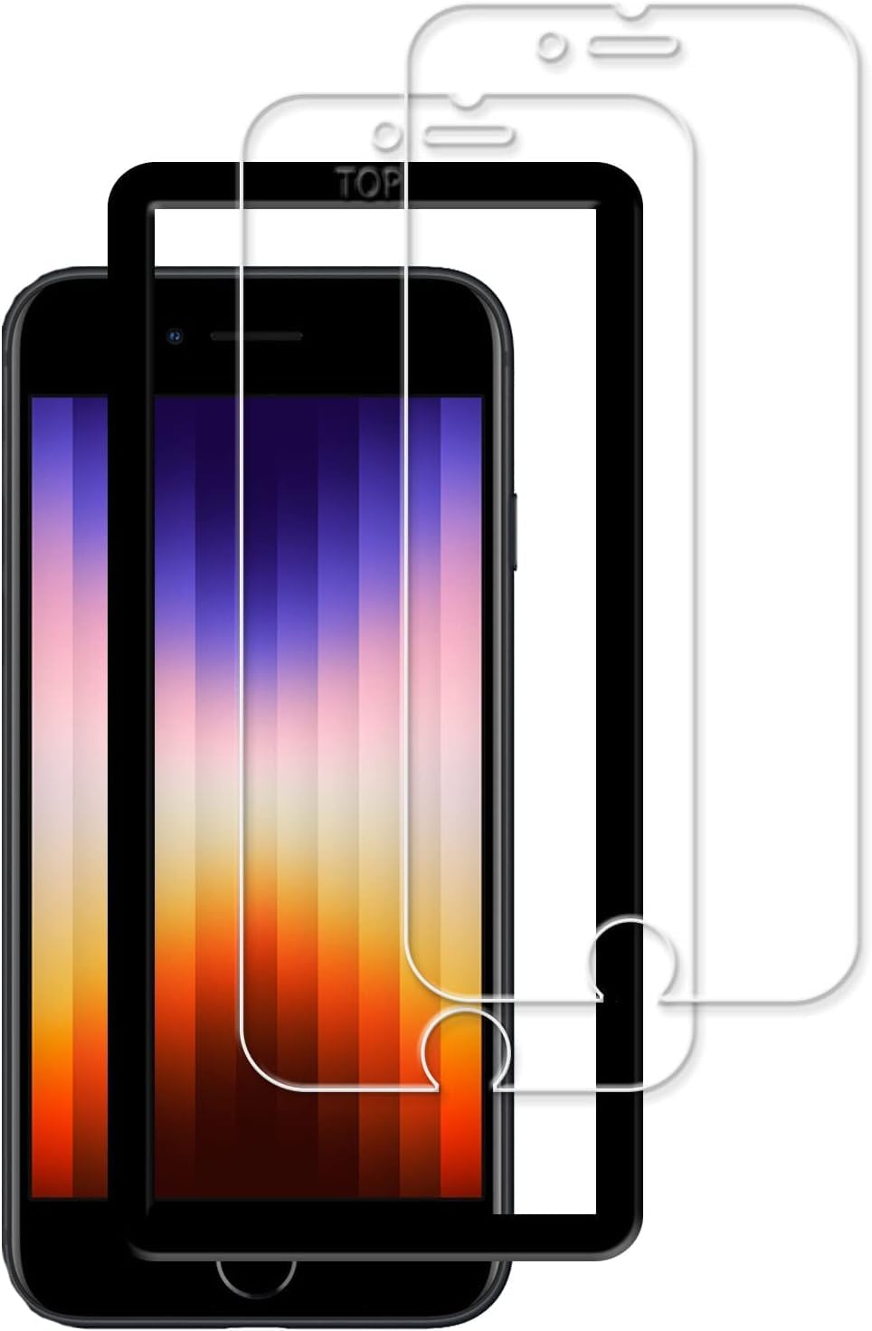iPhonese3 256gb ミッドナイト+ガラスフィルム Amazon | KPNS iPhone SE3 ガラスフィルム【2枚セット】ガイド枠付き